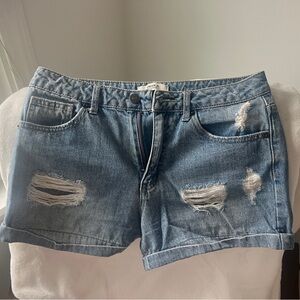 Forever 21 Light Blue Distressed Denim Shorts